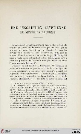 Une inscription égyptienne du musée de Palerme