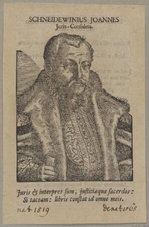 Bildnis des Joannes Schneidewinius