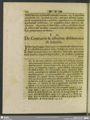 §. 14. De Contrariis & affinibus absolutionis ab Instantia