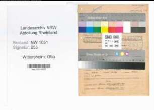 Entnazifizierung Otto Wittersheim , geb. 23.06.1916 (Bauingenieur)