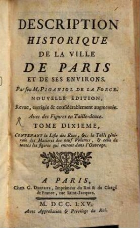 Description historique de la ville de Paris, 10