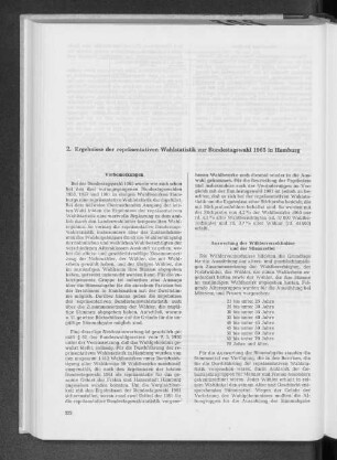 2. Ergebnisse der repräsentativen Wahlstatistik zur Bundestagswahl 1965 in Hamburg