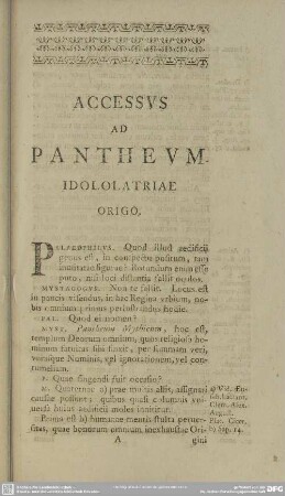 Accessus Ad Pantheum Idololatriae Origo