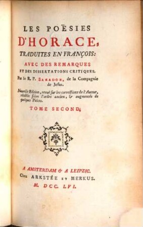 Les Poësies d'Horace, 2 (1756)