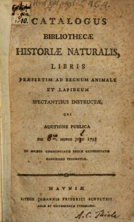 Catalogus Bibliothecae historiae naturalis