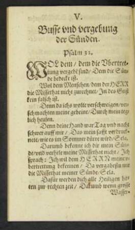 V. Busse und vergebung der Sünden.