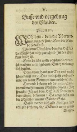V. Busse und vergebung der Sünden.