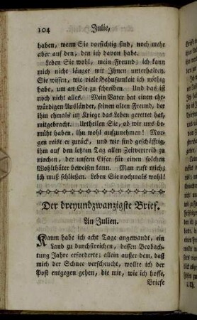 Der dreyundzwanzigste Brief. An Julien. - Der siebenundzwanzigste Brief. Von Claren.