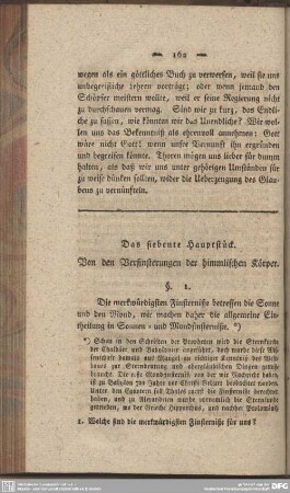 Das siebente Hauptstück. Von den Verfinsterungen der himmlischen Körper