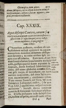 Cap. XXXIX. Aqua descripti Cauteri ...