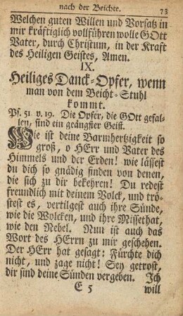 IX. Heiliges Danck-Opfer, wenn man von dem Beicht-Stuhl kommt.
