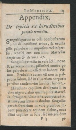 Appendix. De topicis ex hirudinibus paratis remediis.