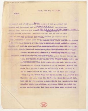 Brief an Bruno Weigl : 29.07.1924