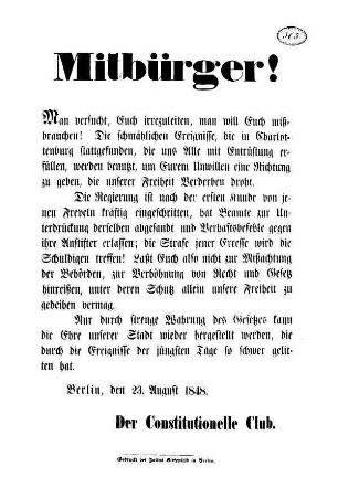 Mitbürger! Man versucht, Euch irrezuleiten, [...]