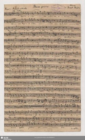 Masses. Excerpts. Arr - Mus.3356-D-515a : V (4), Coro, orch - E|b; Hob XXII:4