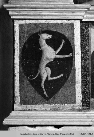 Die Anbetung des Kindes mit dem heiligen Secondiano und dem heiligen Hieronymus : Das Martyrium des heiligen Secondiano : Das Wappenschild der Familie Della Ciaja