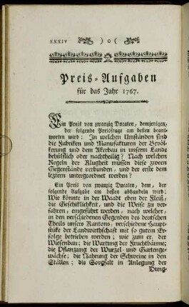 Preis-Aufgaben für das Jahr 1767