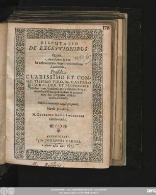 Disputatio De Exceptionibus