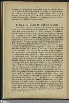 I. Wesen und Quellen der öffentlichen Meinung