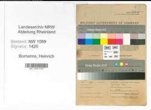 Entnazifizierung Heinrich Bomanns , geb. 03.09.1900 (Oberbrandmeister)