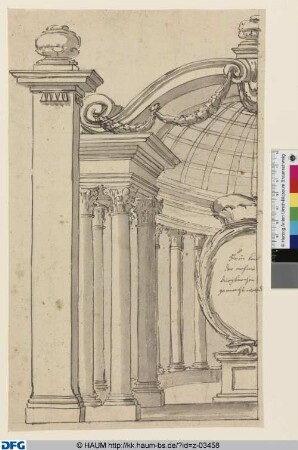 Pavillon oder Tempel. Prospekt. Halbentwurf, links