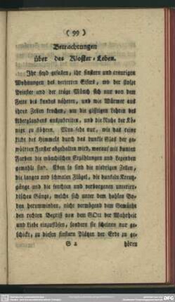 Betrachtungen über das Kloster-Leben [III. Vermischte Aufsätze]