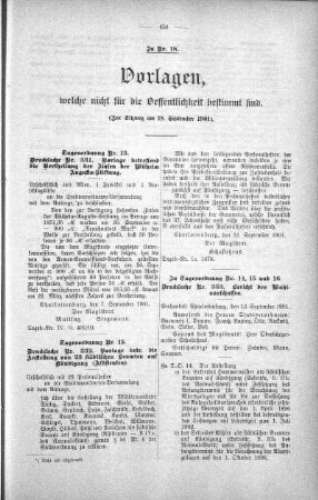 Vorlagen welche nicht für die Oeffentlichkeit bestimmt sind., 18. September 1901