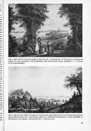 Blick von den Höhen der späteren Reventlouallee über Düsternbrook auf Seebadeanstalt und Marientempelchen