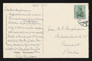 Brief von Edith Andreae an Margarete Hauptmann