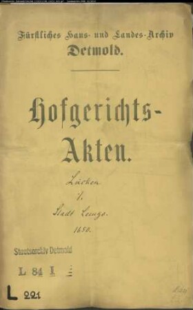 Lücke, Hermann gegen Stadt Lemgo - Schuldforderung