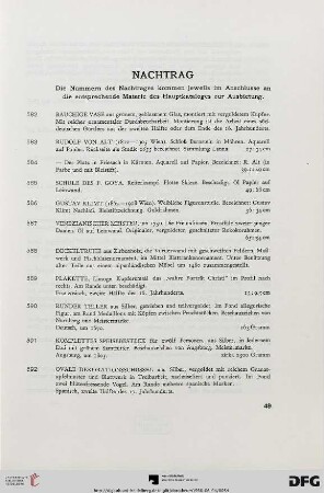 Nachtrag (Nr. 582-610)