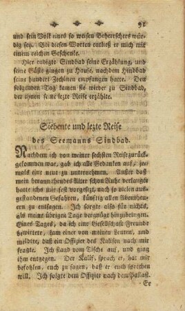 Siebente und letzte Reise des Seemanns Sindbad.
