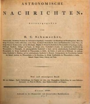 Astronomische Nachrichten : = Astronomical notes. 23. 1845