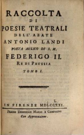 Raccolta Di Poesie Teatrali, 1
