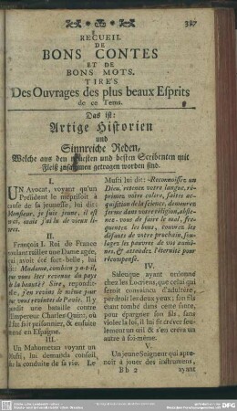 Recueil De Bons Contes Et De Bons Mots. Tires Des Ouvrages des plus beaux Esprits de ce Tems