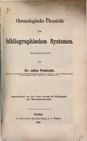 Chronologische Übersicht von bibliographischen Systemen