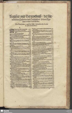 Register vnd Verzeychniß, der fürnembsten Historien vnd Geschichten, so von Egesippo in disem Buch beschriben