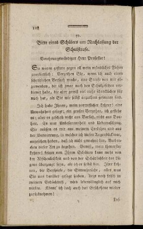 50. Bitte eines Schülers um Nachlassung der Schulstrafe