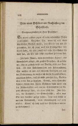50. Bitte eines Schülers um Nachlassung der Schulstrafe