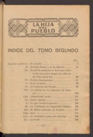 Índice del tomo segundo