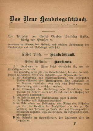 Erstes Buch. Handelsstand.
