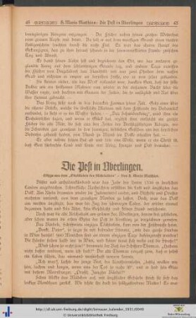 Die Pest in Überlingen. Skizze aus dem "Stadtleben des Mittelalters".