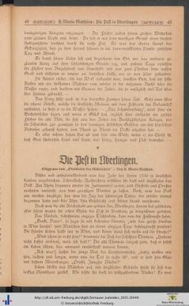 Die Pest in Überlingen. Skizze aus dem "Stadtleben des Mittelalters".