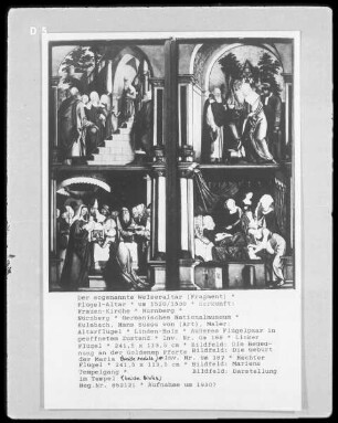 Der sogenannte Welseraltar — Altarbilder — Erstes Flügelpaar in geöffnetem Zustand — Linker Flügel — Die Begegnung an der Goldenen Pforte
