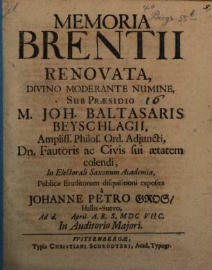 Memoria Brentii Renovata