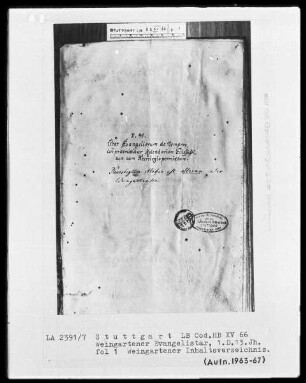 Evangelistar (Winterteil) mit Festkalender und Nekrolog —