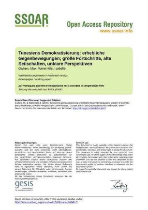 Tunesiens Demokratisierung: erhebliche Gegenbewegungen; große Fortschritte, alte Seilschaften, unklare Perspektiven