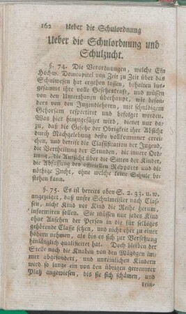 Ueber die Schulordnung und Schulzucht.