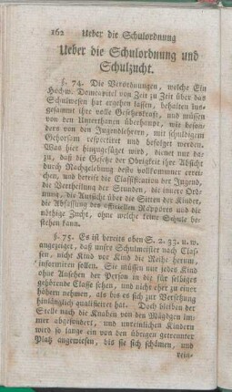 Ueber die Schulordnung und Schulzucht.