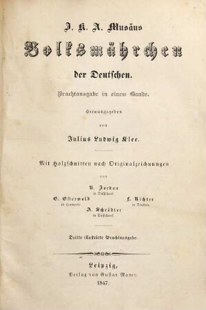 Volksmährchen der Deutschen : Prachtausgabe in einem Bande